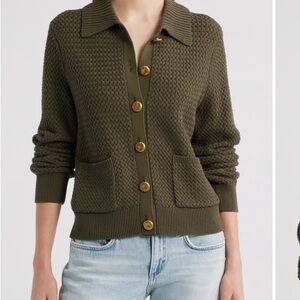 rag & bone olive green Cardigan Sweater with Textured Knit